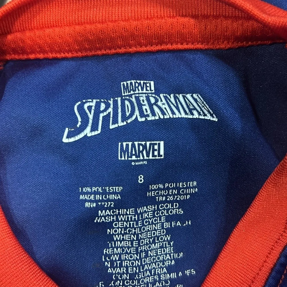 Marvel Boys Spiderman Graphic Front Short Textured Sleeve T-Shirt Size 8 - Picture 5 of 5
